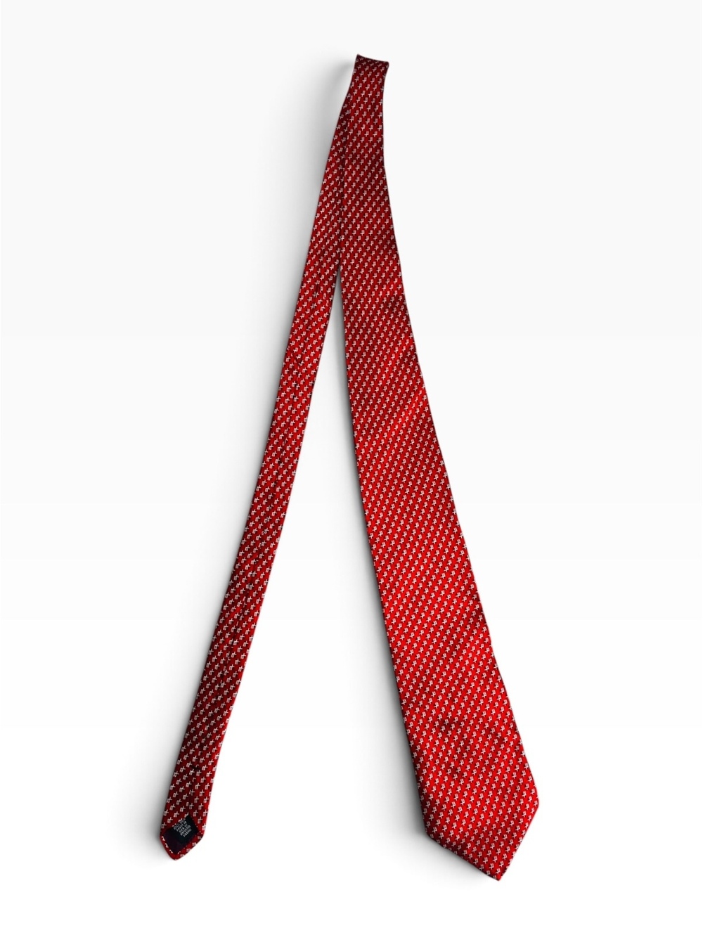 Alexander Julian Colours Mens Red Silk Geometric Print Tie USA Made Formal EUC